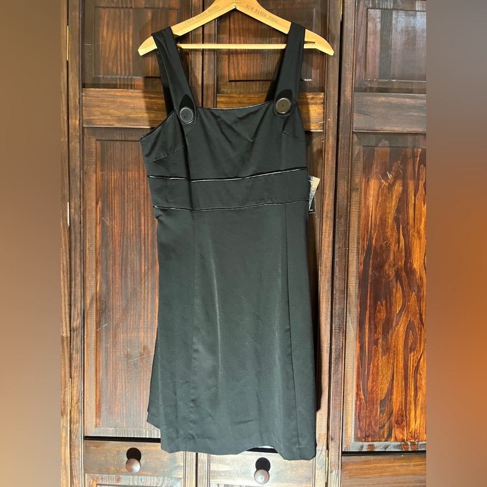 Kenzie Black Mini Dress with‎ Button Accents